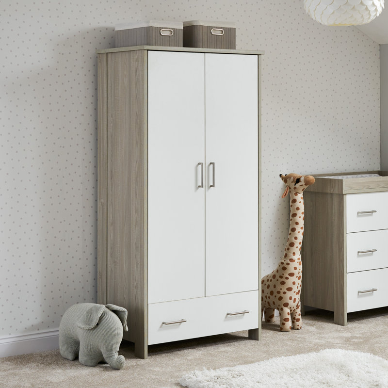 Nika 2 Door Wardrobe, Grey Wash/White