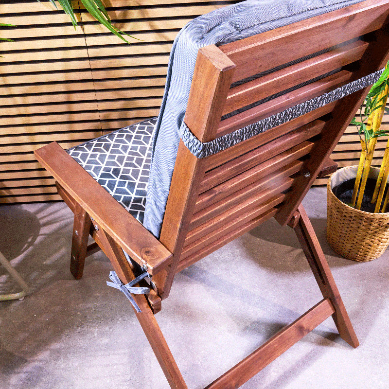 icon Geometric Outdoor High Back Seat Pad, Charcoal Geometric