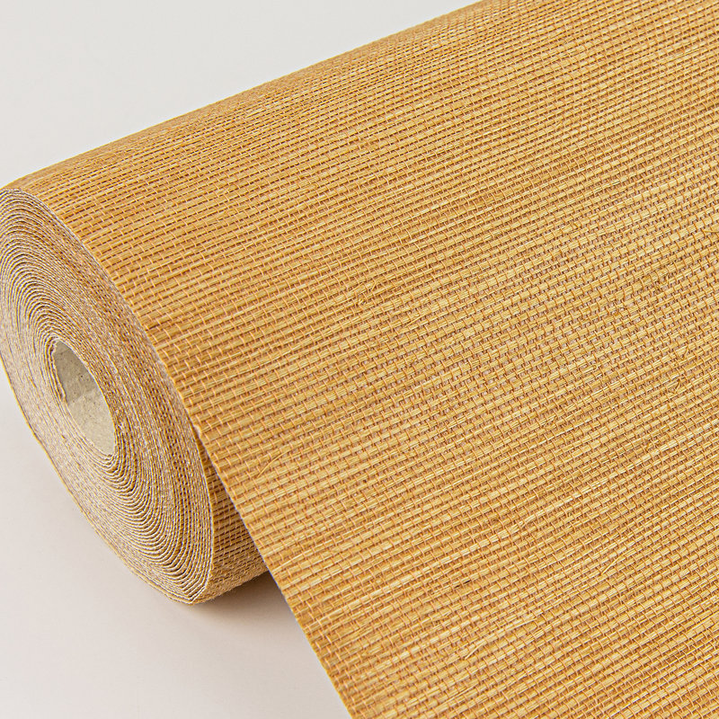 Loom Abstract Grass Cloth Wallpaper Roll, Orange, 36" W x 24' L