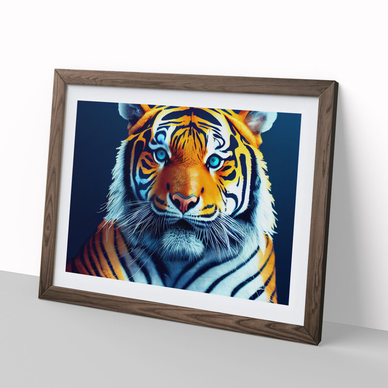 A Majestic Tiger - Framed Print, 34cm H x 46cm W x 2cm D, Walnut Framed