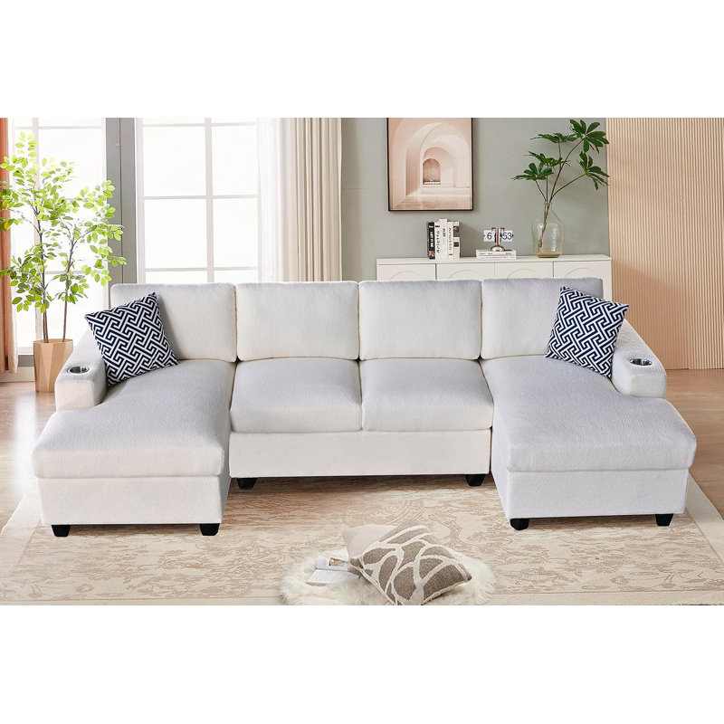 Canapé modulaire confortable en forme de U avec coussins moelleux, sièges polyvalents et chaises longues doubles pour se détendre