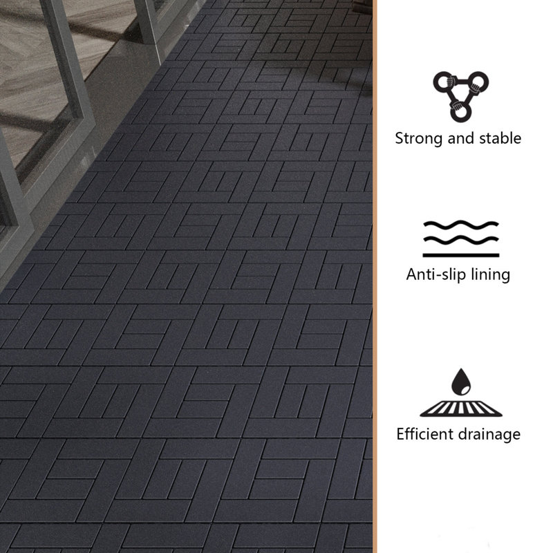12"X12" Plastic Interlocking Grey Deck Tiles All Weather Use(44 PCS)