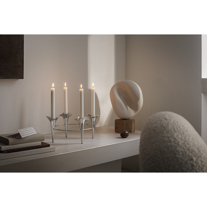 BLOOM Taper Candleholder, Silver