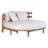 TOPMAX Outdoor Acacia Wood Round Daybed, Patio Lounger with Curved Slatted Backrest, Cushion and 4 Pillows for Backyard, Poolside, Beige