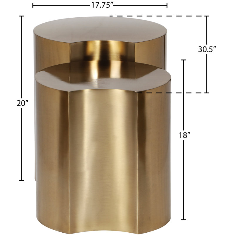 Table de bout Ismah, Or, H 20 po x l 30,5 po x P 17,75 po