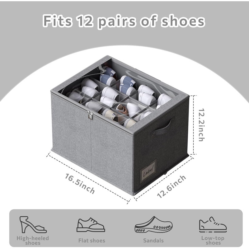 2-pack Closet Shoe Organizers Grey