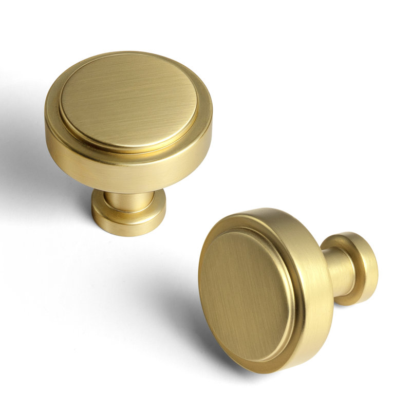 Paquet multiple de poignées rondes de 1,2 po de diamètre, Or brossé, 1.2"