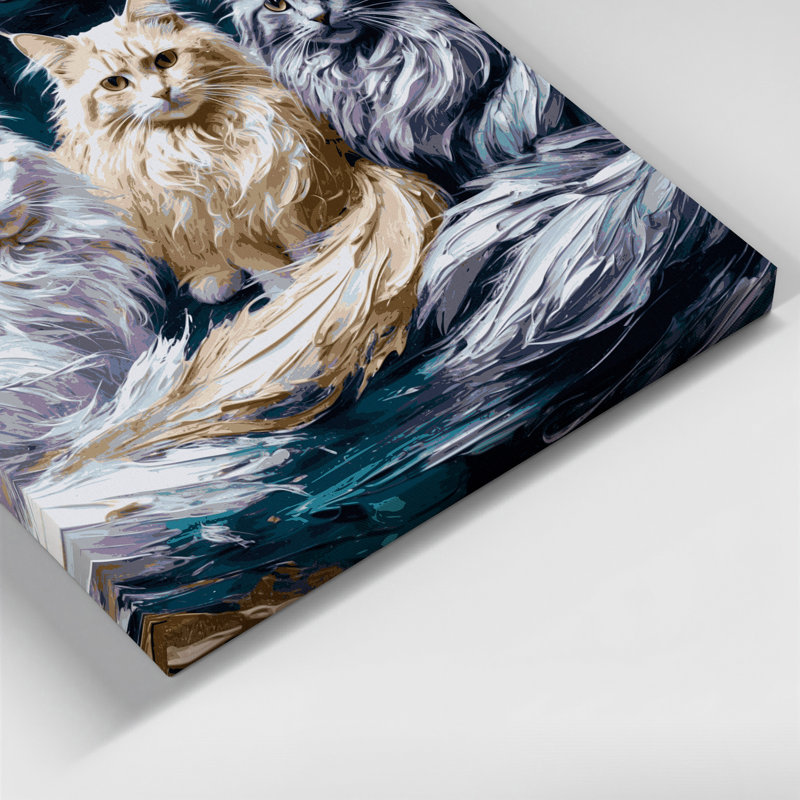 «Cats Cymric Gray», art mural sur toile, H 20 po x l 24 po