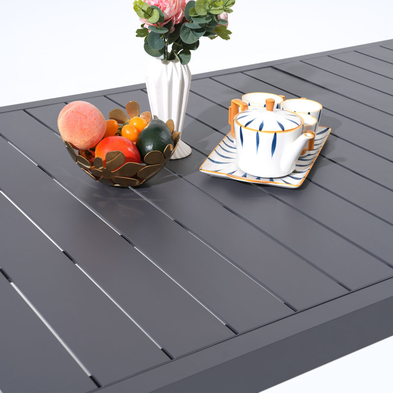 Ensemble repas d'extérieur pour 6 personnes avec table rectangulaire extensible, 6, Gris