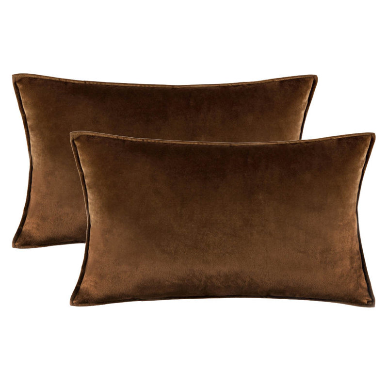  Housse de coussin carré en velours, Brun, Housse de coussin seulement - sans coussin