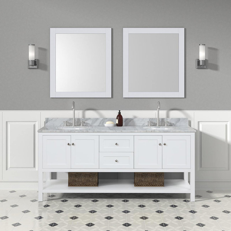 Ensemble de meuble-lavabo double 72 "Bristol, Blanc