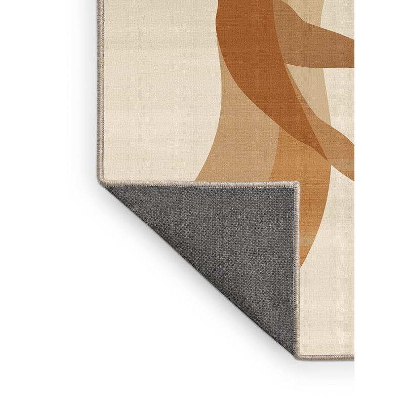 Tapis moelleux moelleux à motif de routine de gymnastique beige, 8x12