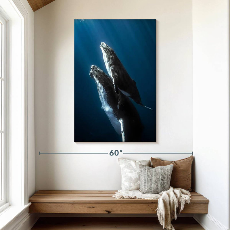 Baleine à bosse Brampt et son veau, H 48 po x l 32 po
