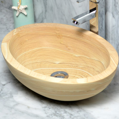 AA Warehousing Andrade 13.75'' Brown Stone Oval Bathroom Sink