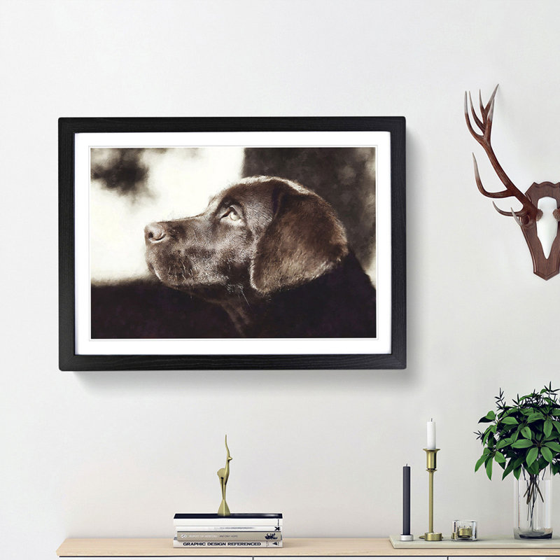 Chocolate Labrador Portrait - Framed Print, Black Framed, 45cm H x 63cm W x 2cm D