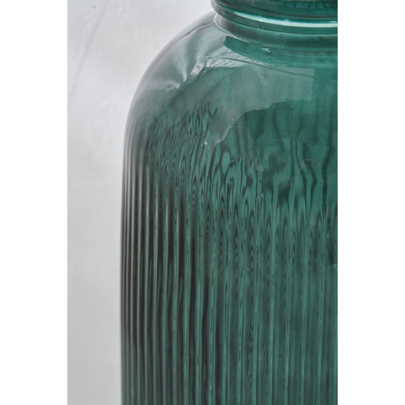 Recycled Glass Ribbed Vase Tall, Green