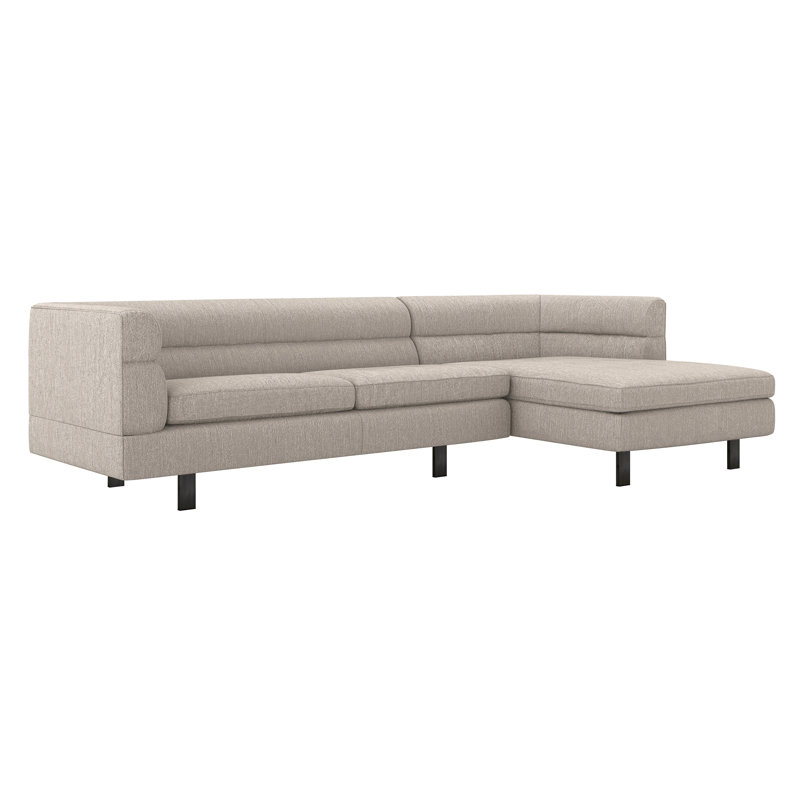 Ornette Upholstered L-Shaped Sectional, Right Hand Facing, Cameo 100% Polyester, Black