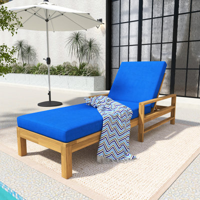 Wood Outdoor Chaise Lounge With Adjustable Backrest