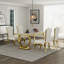 Ensemble de table de salle à manger luxueux et doré avec chaises en velours-2092906446-2092906447