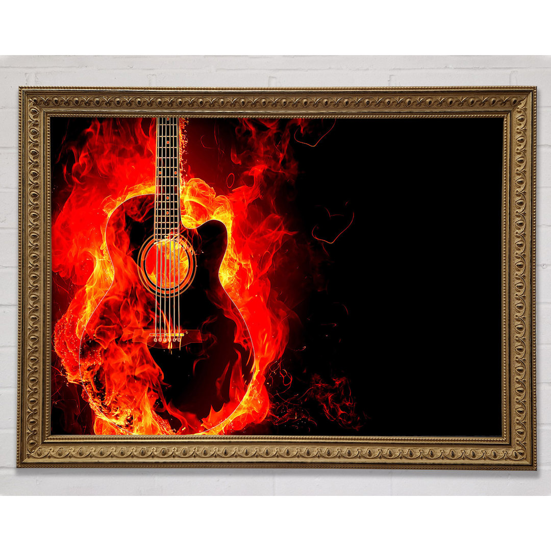 Gitarre Flamme Gerahmter Druck