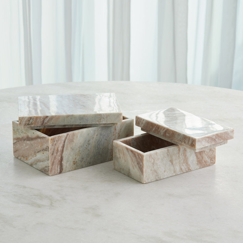 Handmade Marble Decorative Box, 4.75" H x 10" W x 7" D