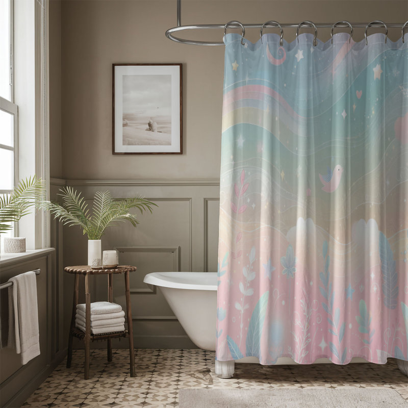 Rideau de douche standard 1 pièce Soft Twinkle Glow, H 74 po x l 71 po