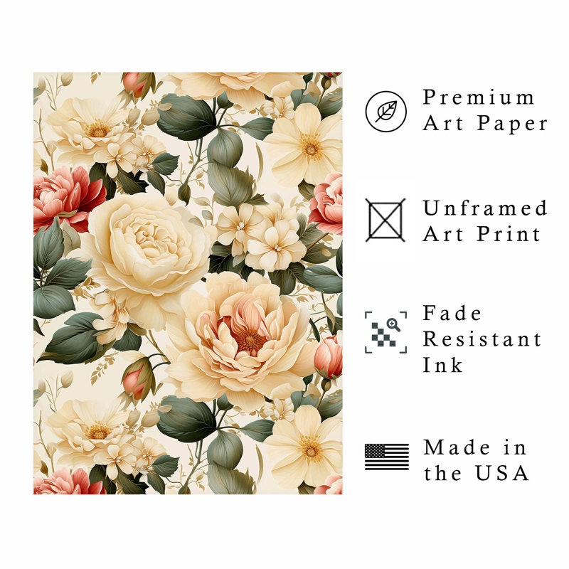 «Floral Shabby Chic», motif floral VI, Shabby Chic, H 36 po x l 24 po