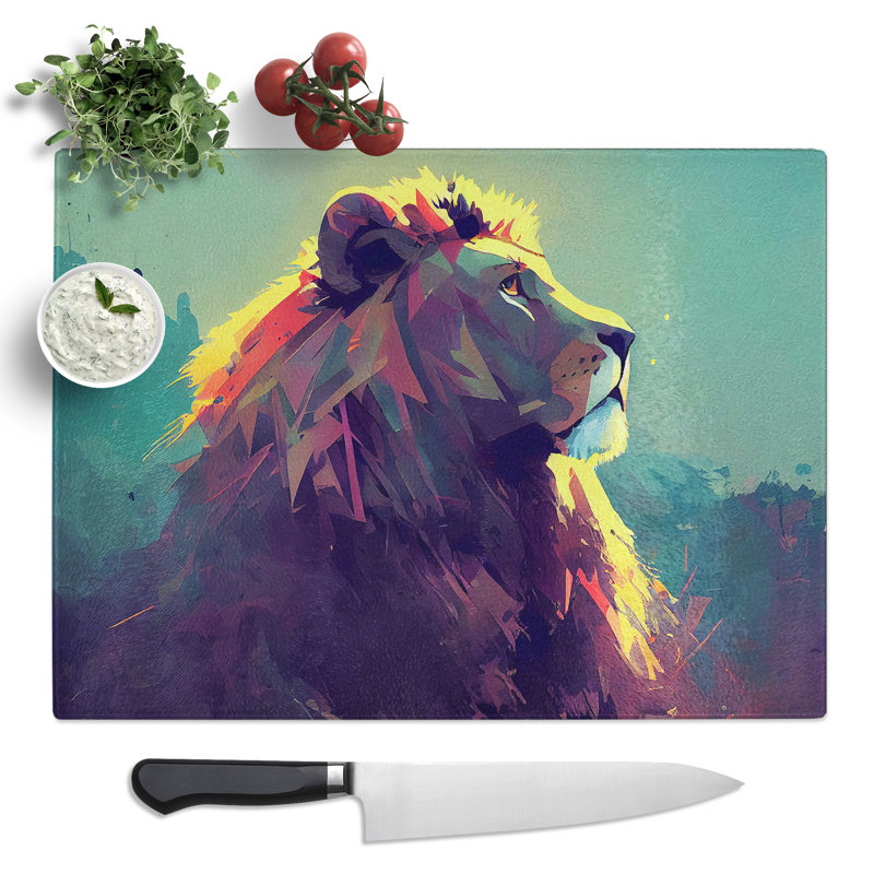 Lion Art Painting Vol.3 Abstract  Glass Chopping Board