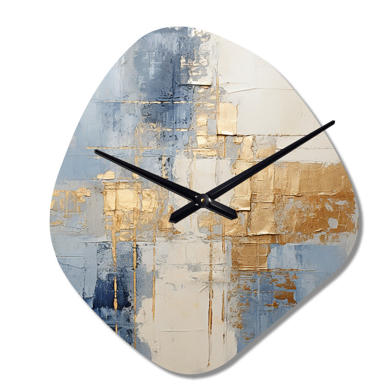 Minimalisme scandinave II beige et doré - horloges murales asymétriques en métal scandinave, horloge murale à forme unique beige