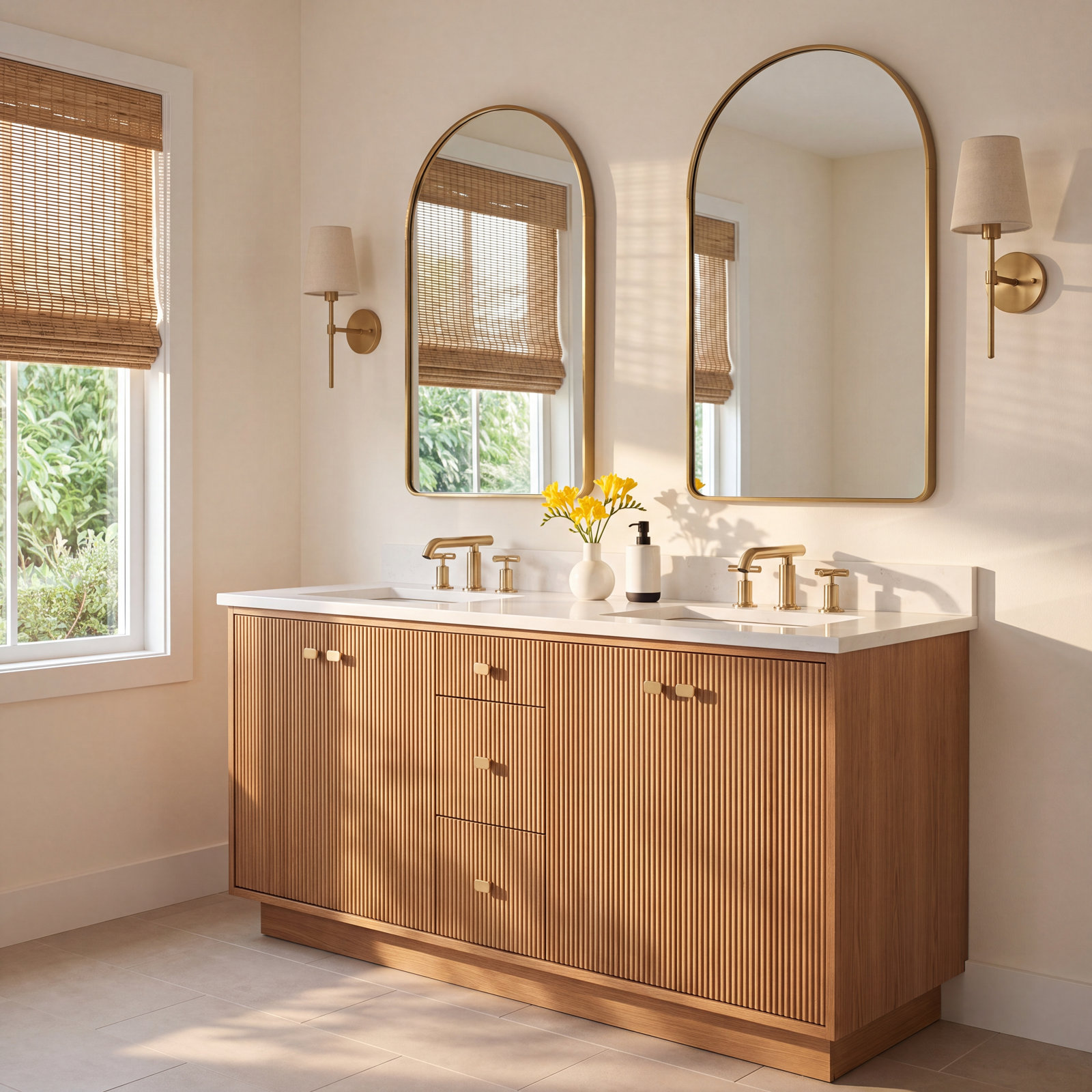 Purist Widespread Faucet with Low Cross Handles, Vibrant French Gold