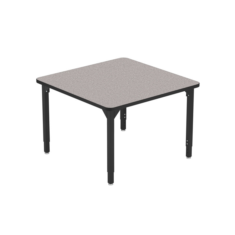 Table d'activité robuste à hauteur ajustable, carré 36 po, noyau en panneau de particules / moulure en T, structure noire