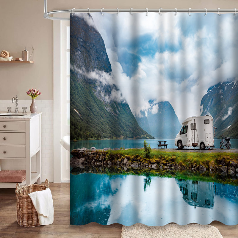 Rideau de douche avec 12 crochets Norvège, L 72 po x l 84 po