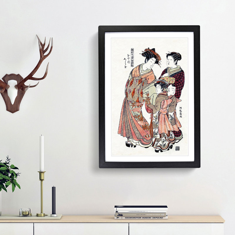 Courtesan Shiratama by Isoda Koryusai - Picture Frame Painting Print, 65cm H x 48cm W x 2cm D, Black Framed