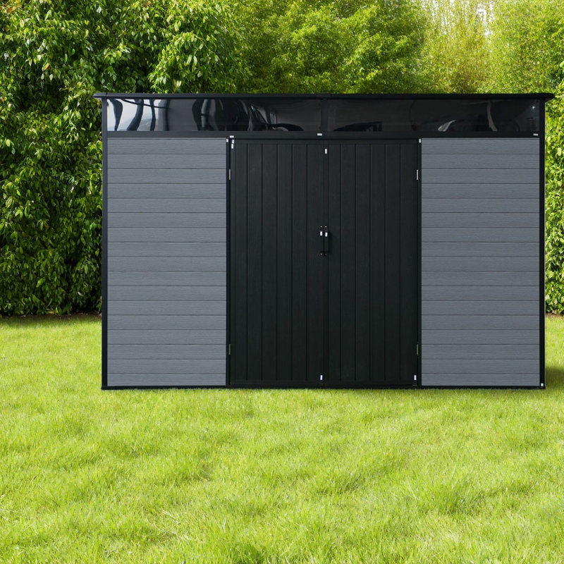 Grande remise en résine durable, style moderne gris-noir pour un rangement polyvalent