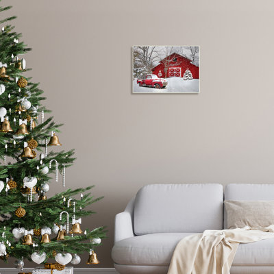 Red Barn & Truck Powdery Snow Rural Scenery Oversized Wall Plaque Art by Lori Deiter