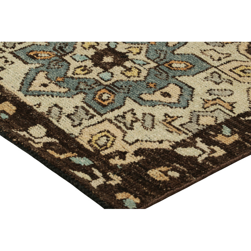 Burano Hand Knotted Wool Geometric Area Rug, Runner 3' x 8'