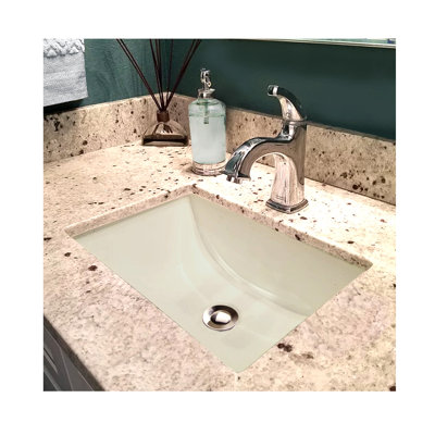 Lavabo de salle de bain rectangulaire encastré en céramique avec trop-plein Great Point