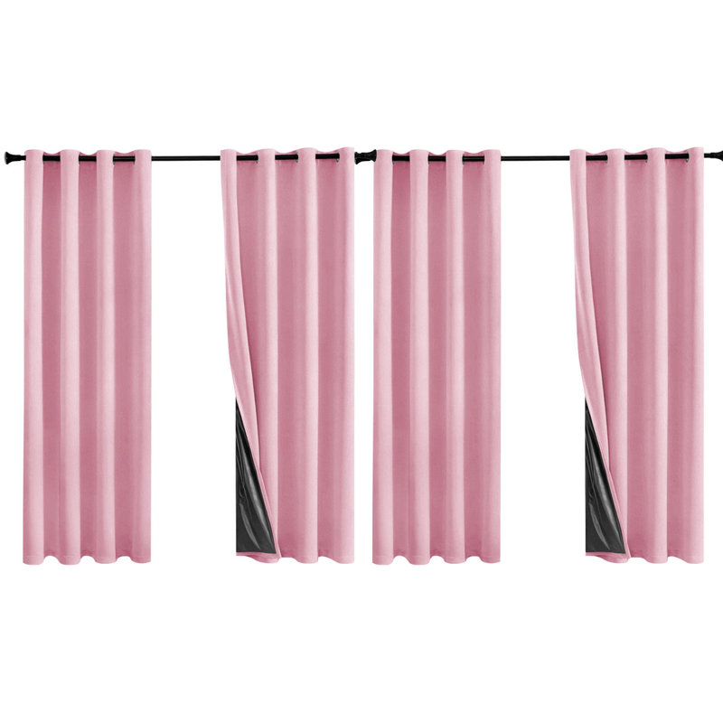 MEI SI MENG SHA 100% Blackout Curtains, Solid Color Thermal Insulated Grommet Window Drapes, Easy Install Ready-Made Curtain Panels For Bedroom (Set Of 4)