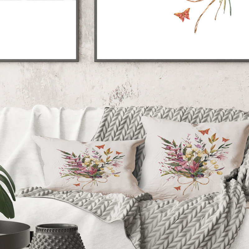 Floral Throw Pillow, 18" x 18"