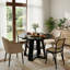 Table de salle à manger ronde extensible de 43,3 po à 59 po pour 4 à 8 personnes, table de salle à manger ovale de cuisine moderne avec feuilles amovibles peu encombrante, base en bois avec tablette de rangement pour le salon de la cuisine (noir)-1508018269