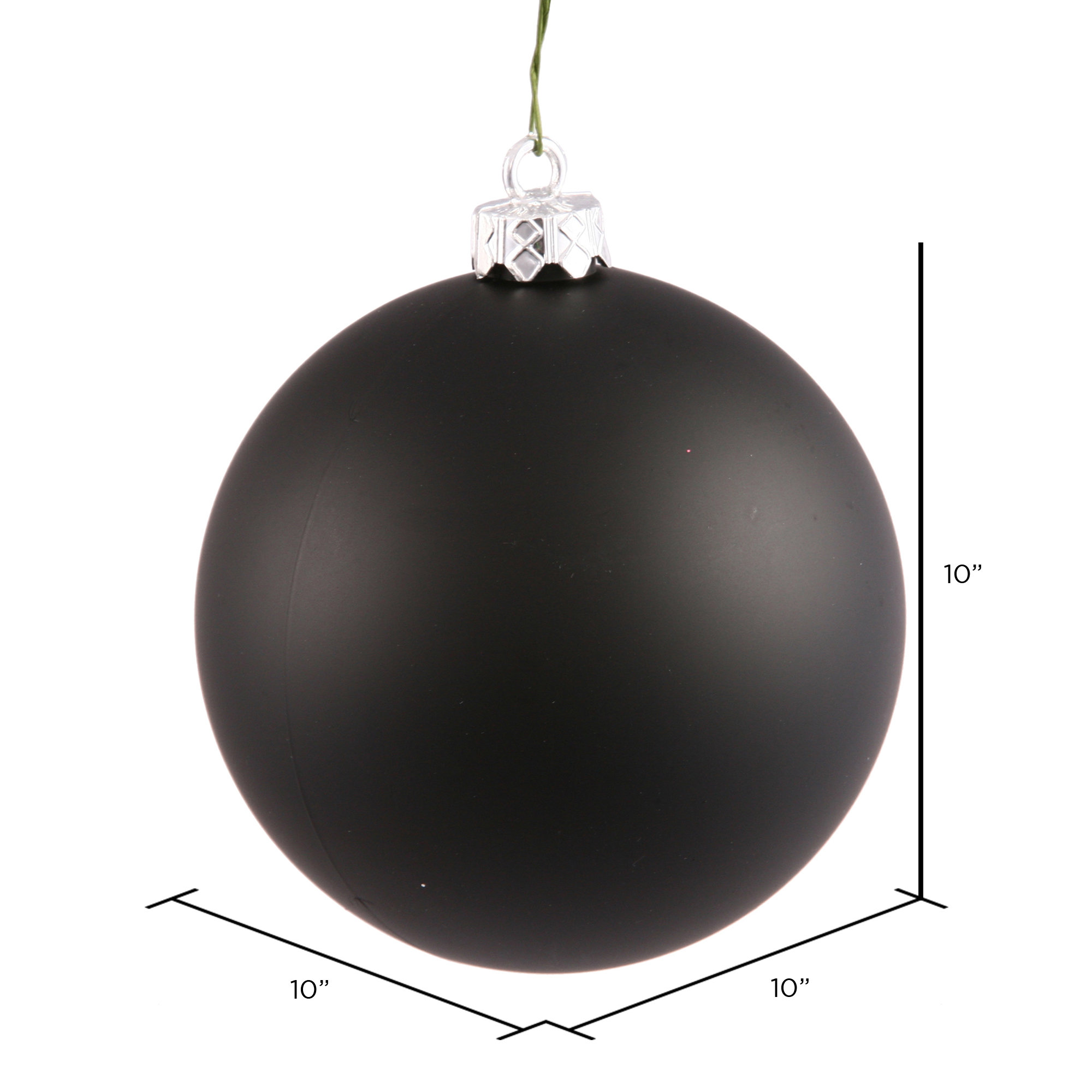 Holiday Décor Ball Ornament, 10" H x 10" W x 10" D, Black