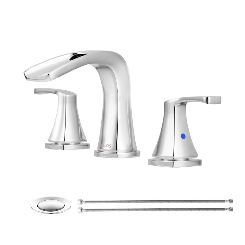 Doris Widespread 2-handle Bathroom Faucet with Drain Assembly, Chrome