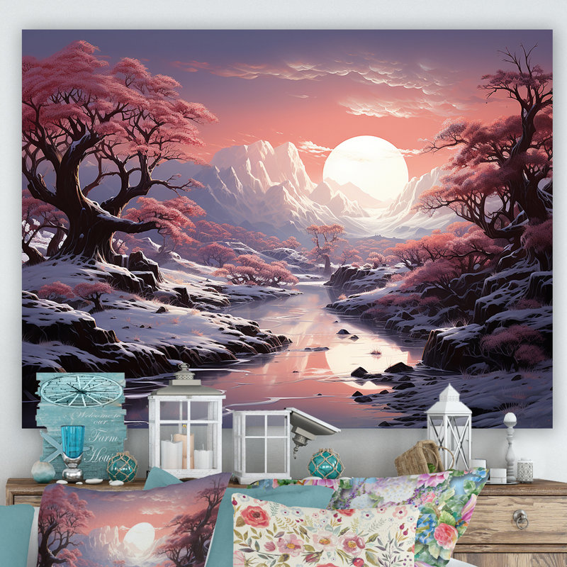 «Kawaii Winter Landscape Sunrise I», reproduction sur toile, Toile tendue, H 30 po x l 40 po x P 1,5 po