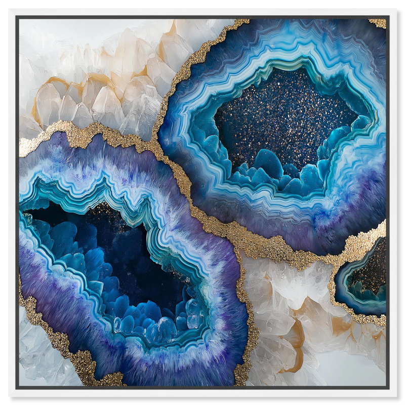 «Beryl Brood II Canvas Geode», art mural par , H 25 po x l 25 po, Cadre flottant blanc