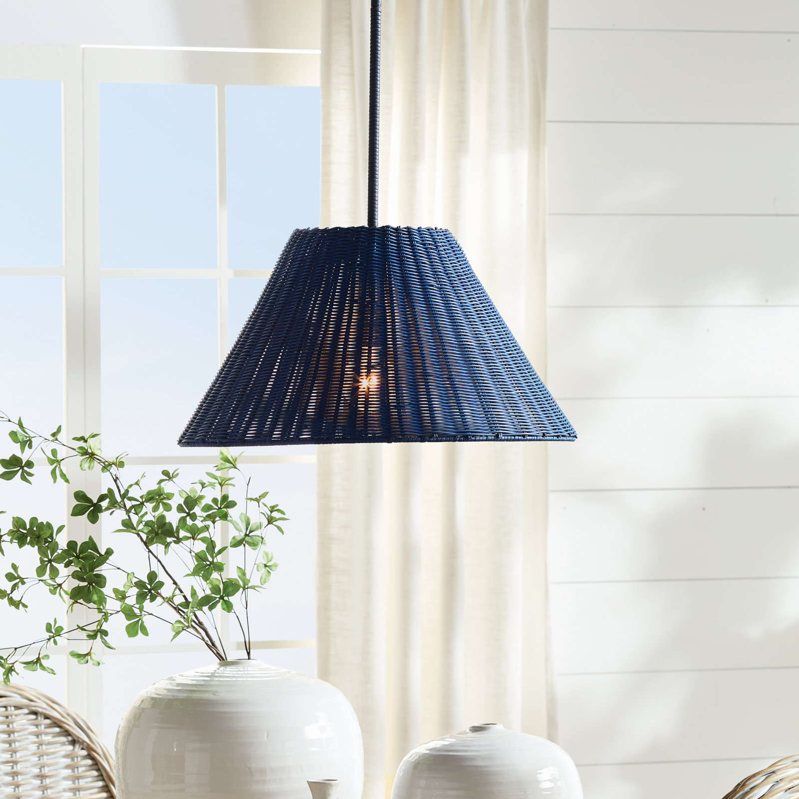 Dimmable Rattan Single Light Pendant