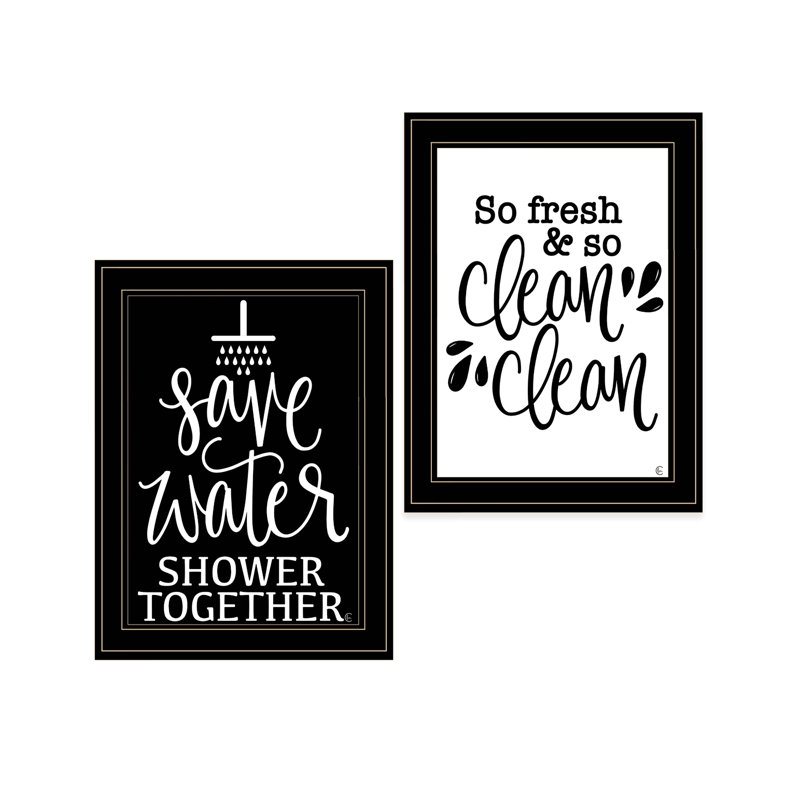 "Clean/Shower Together" 2-Piece Vignette By Fearfully Made Creations, Ready To Hang Framed Print