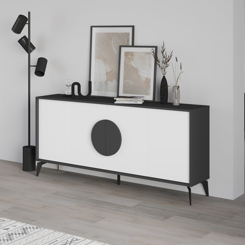 Chani Modern Wide Sideboard Display Unit 180cm, Anthracite/White