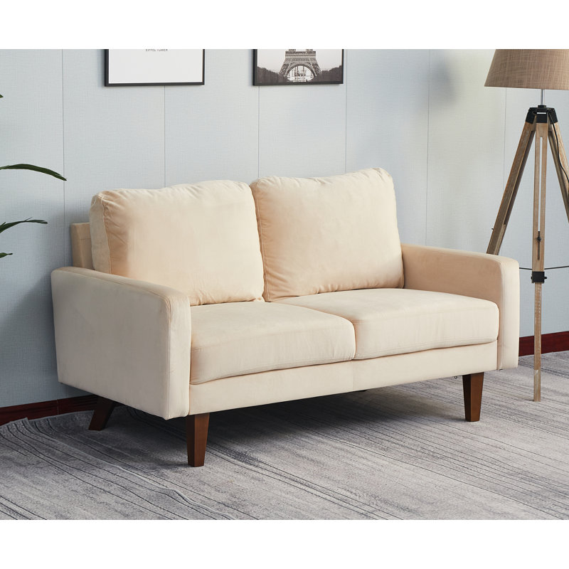 Isa-Bella Upholstered Loveseat, Beige Velvet, 57.9" W x 32" L