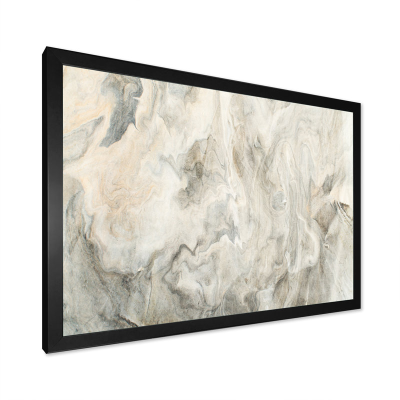«Fluid Art Waves In Shades Of Cream», reproduction sur toile flottante, Cadre noir, H 8 po x l 12 po x P 1 po