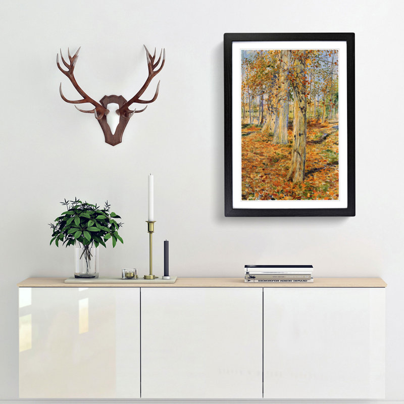 Autumn Forest by Kuroda Seiki - Single Picture Frame Painting, Black Framed, 63cm H x 45cm W x 2cm D